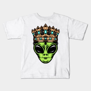 alien with gold crown Kids T-Shirt